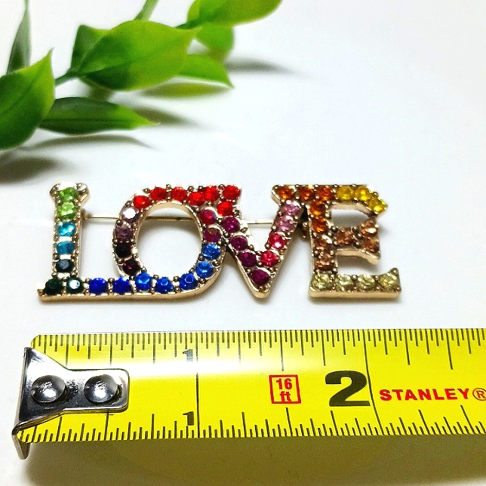 Metal Gallery "LOVE" Brooch Multicolored Jewels - Picture 3 of 4